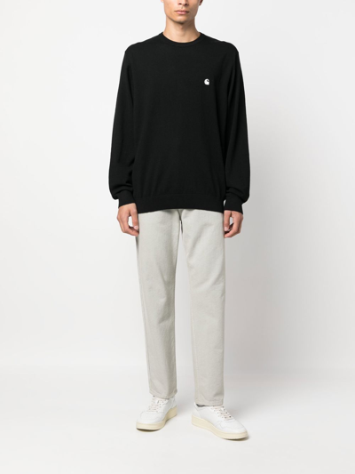 Carhartt Madison Cotton Sweater With Ribbed Cuffs And Hem In Blue