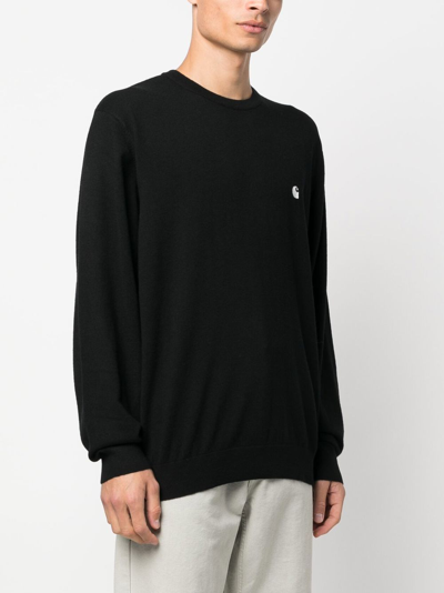Carhartt Madison Cotton Sweater With Ribbed Cuffs And Hem In Blue