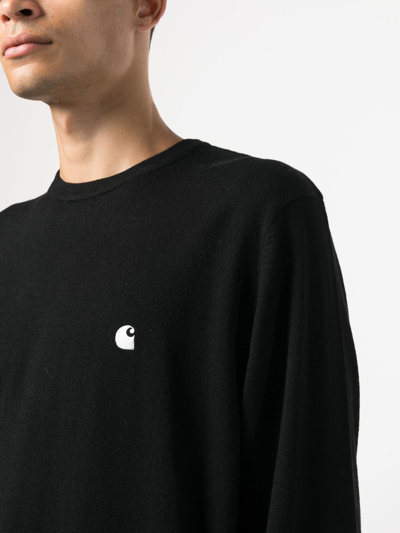 Carhartt Madison Cotton Sweater With Ribbed Cuffs And Hem In Blue