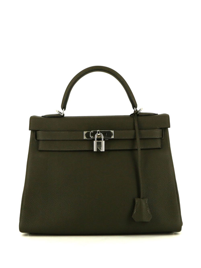 Pre-owned Hermes 2021  Kelly 32 Bag In Green