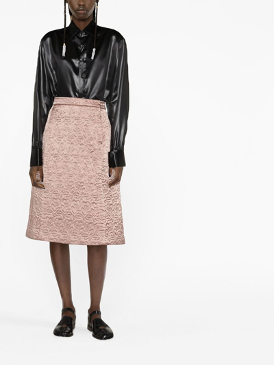 Shop Maison Margiela Quilted Satin Midi Skirt In Neutrals