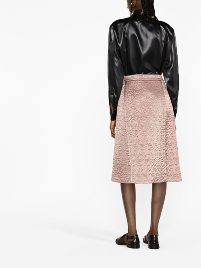 Shop Maison Margiela Quilted Satin Midi Skirt In Neutrals