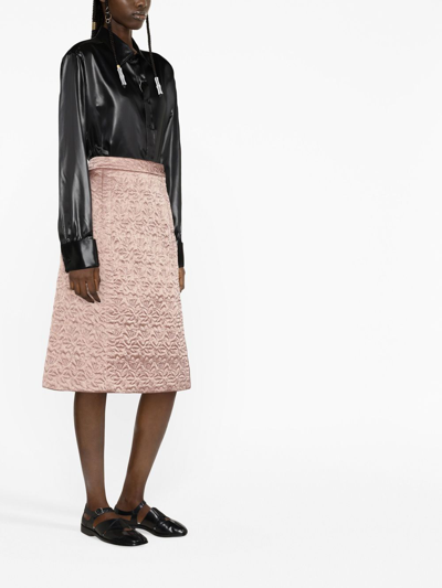 Shop Maison Margiela Quilted Satin Midi Skirt In Neutrals