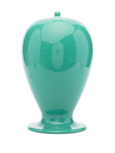 Shop Fornasetti Face-print Ceramic Vase In Green