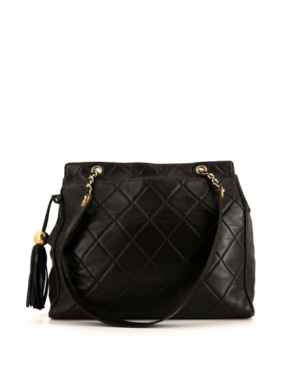 Pre-owned Chanel 1996 Quilted Leather Bag In Black