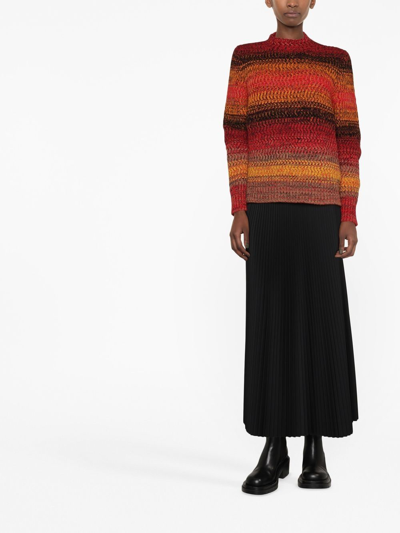 Shop Chloé Stripe-knit Cashmere Sweater In Orange