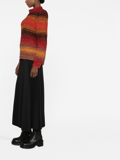 Shop Chloé Stripe-knit Cashmere Sweater In Orange