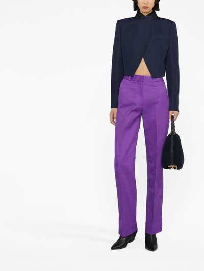 Shop Victoria Beckham High-waisted Straight-leg Trousers In Purple