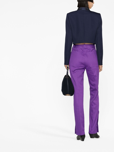 Shop Victoria Beckham High-waisted Straight-leg Trousers In Purple