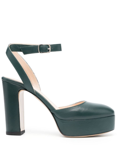 Shop P.a.r.o.s.h 115mm Heeled Leather Pumps In Green
