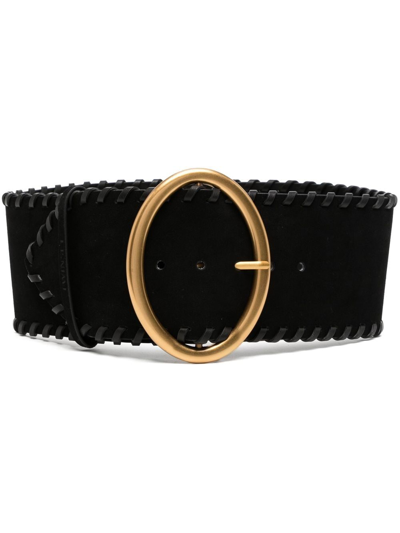 Shop Twinset Oval-buckle Wide Belt In Black