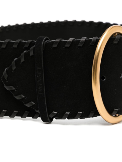 Shop Twinset Oval-buckle Wide Belt In Black