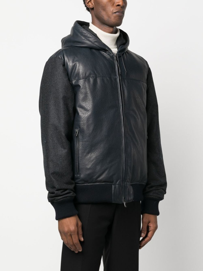 Tagliatore Contrast-panel Hooded Bomber Jacket In Blue