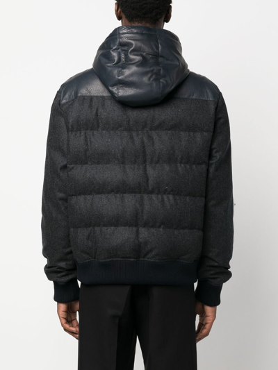 Tagliatore Contrast-panel Hooded Bomber Jacket In Blue