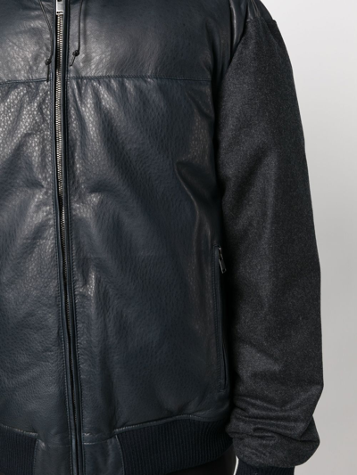 Tagliatore Contrast-panel Hooded Bomber Jacket In Blue
