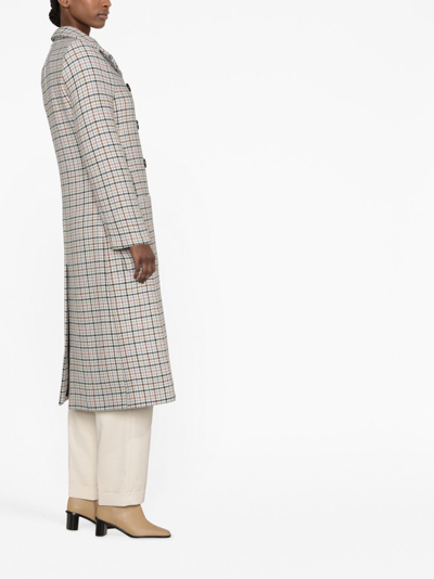 Shop See By Chloé Double-breasted Checked Coat In Neutrals