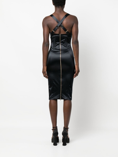 Shop Murmur Satin-finish Midi Dress In Black