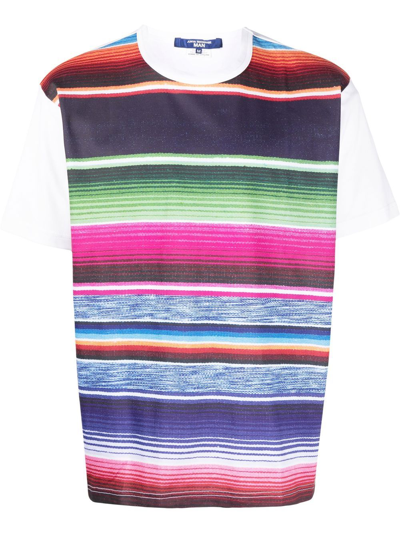 Shop Junya Watanabe Stripe-print Short-sleeved T-shirt In White