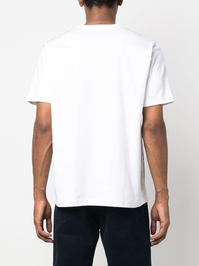 Shop Junya Watanabe Stripe-print Short-sleeved T-shirt In White