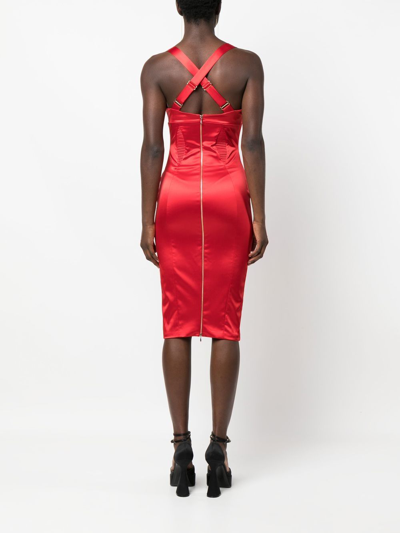 Shop Murmur Satin-finish Midi Dress In Red