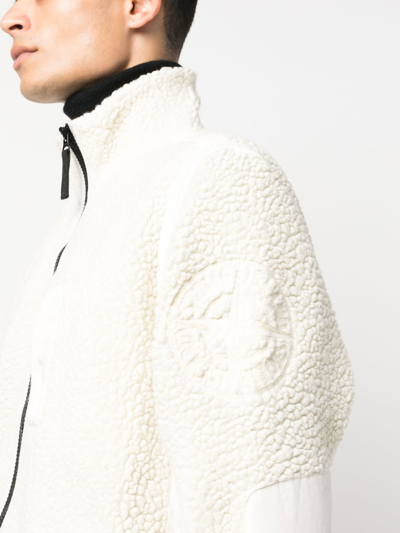 Shop Stone Island Embroidered-logo Fleece Jacket In White