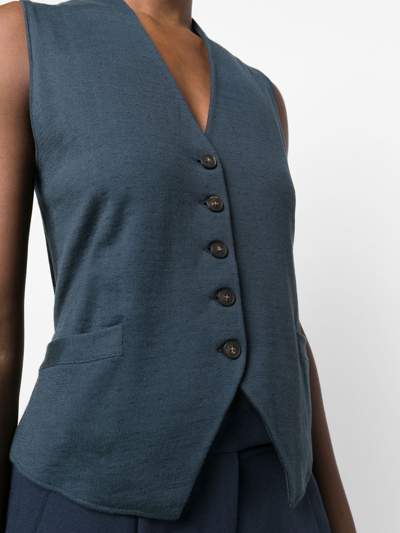 Shop Nells Nelson Silk-blend Waistcoat Top In Blue