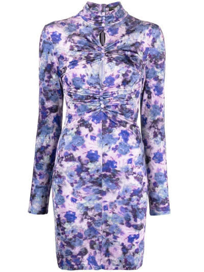 Shop Isabel Marant Abstract-print Minidress In Purple