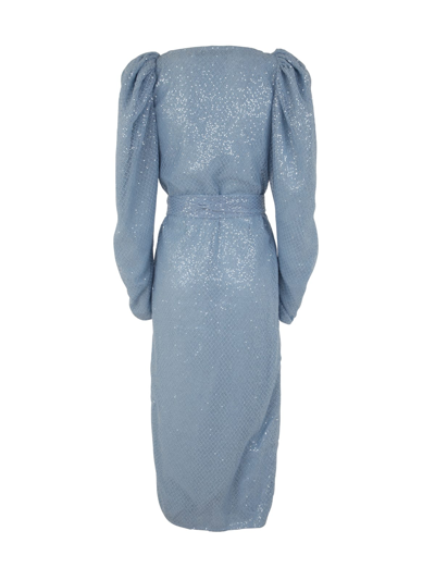 Shop Rotate Birger Christensen Briiidget Sequin Net Wrap Dress In Tcx Powder Blue