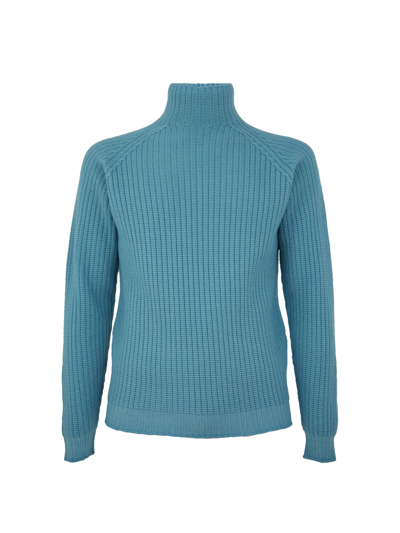 Shop Filippo De Laurentiis Raglan Sleeve Extra Fine Turtleneck Pullover In Light Blue