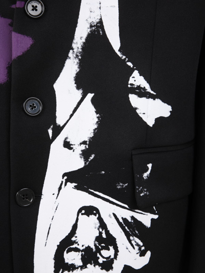 Shop Raf Simons Oversized Blazer With Uniform Pockets And Print In Black