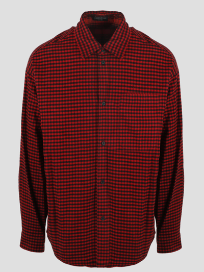 Shop Balenciaga Reversible Checked Shirt In Red