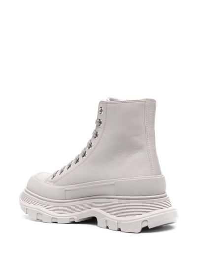 ALEXANDER MCQUEEN TREAD SLICK WHITE LACE-UP BOOTS WITH CHUNKY PLATFORM IN LEATHER WOMAN ALEXANDER MCQUEEN 