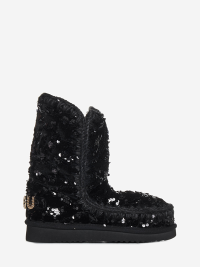 Mou Eskimo Sequin-embellished Boots In Black