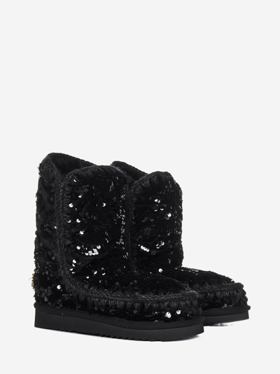 Mou Eskimo Sequin-embellished Boots In Black