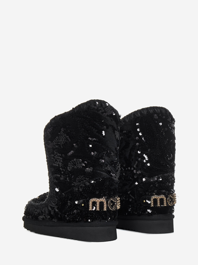 Mou Eskimo Sequin-embellished Boots In Black