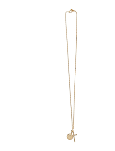 Shop Emanuele Bicocchi Coin And Cross Necklace In Gold