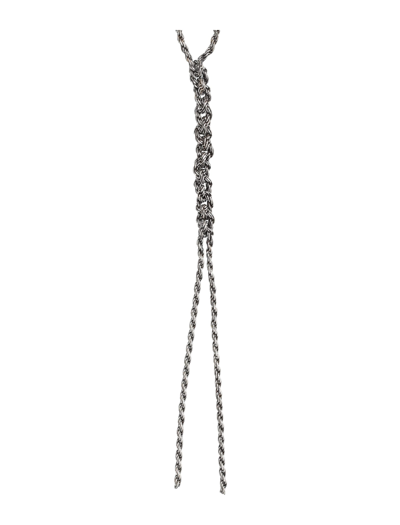 Emanuele Bicocchi Silver Crochet Y-shaped Necklace In Silver
