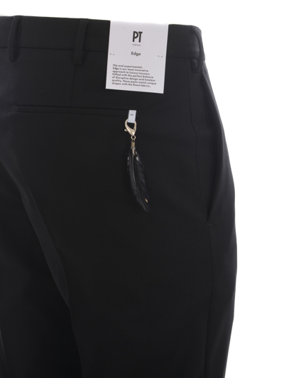 Shop Pt01 Trousers  In Stretch Virgin Wool In Nero