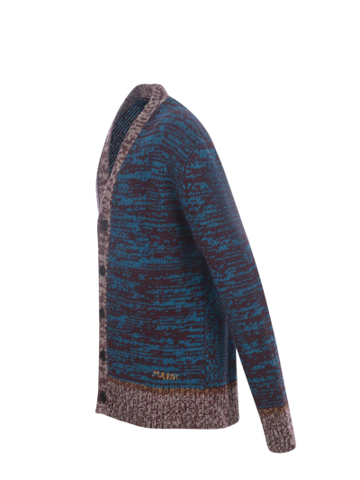 Shop Marni Cardigan  In Virgin Wool In Bluette