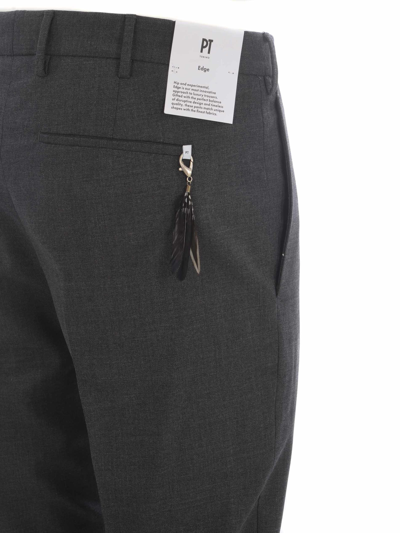 Shop Pt01 Trousers  In Stretch Virgin Wool In Grigio