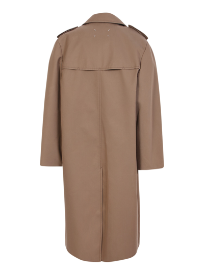 Shop Maison Margiela Double-breasted Cotton Blend Trench Coat In Green