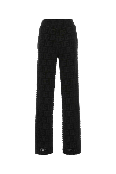 Shop Dolce & Gabbana Logo-jacquard Flared Pants In Nero