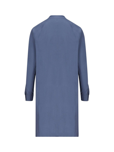 Shop Loewe Anagram Embroidered Tunic Dress In Atlantic Blue