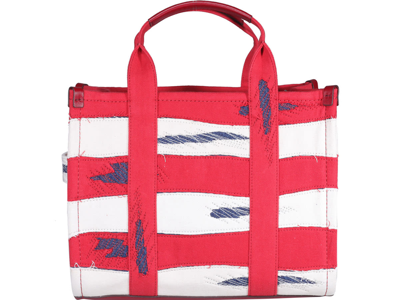 Shop Marc Jacobs The Small Jacquard Tote Bag In Red Denim Multi