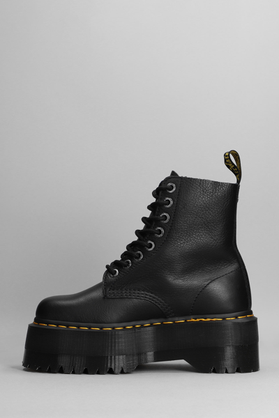 Shop Dr. Martens' 1460 Pascal Combat Boots In Black Leather In Black Pisa