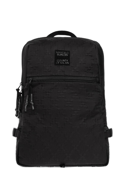 Shop Marcelo Burlon County Of Milan Logo-patch Zipped Backpack In Nero