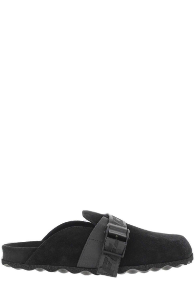 Shop Off-white Round Toe Slip-on Flat Shoes In Nero