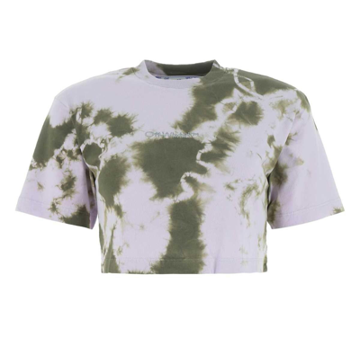Shop Off-white Logo Detailed Tie-dye Cropped Top In Verde