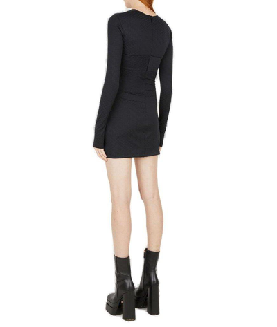 Shop Ambush Cut-out Detail Monogram Mini Dress  In Black