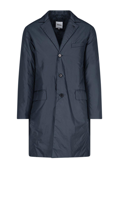 Shop Aspesi Single-breasted Buttoned Shell Coat In Blu Navy